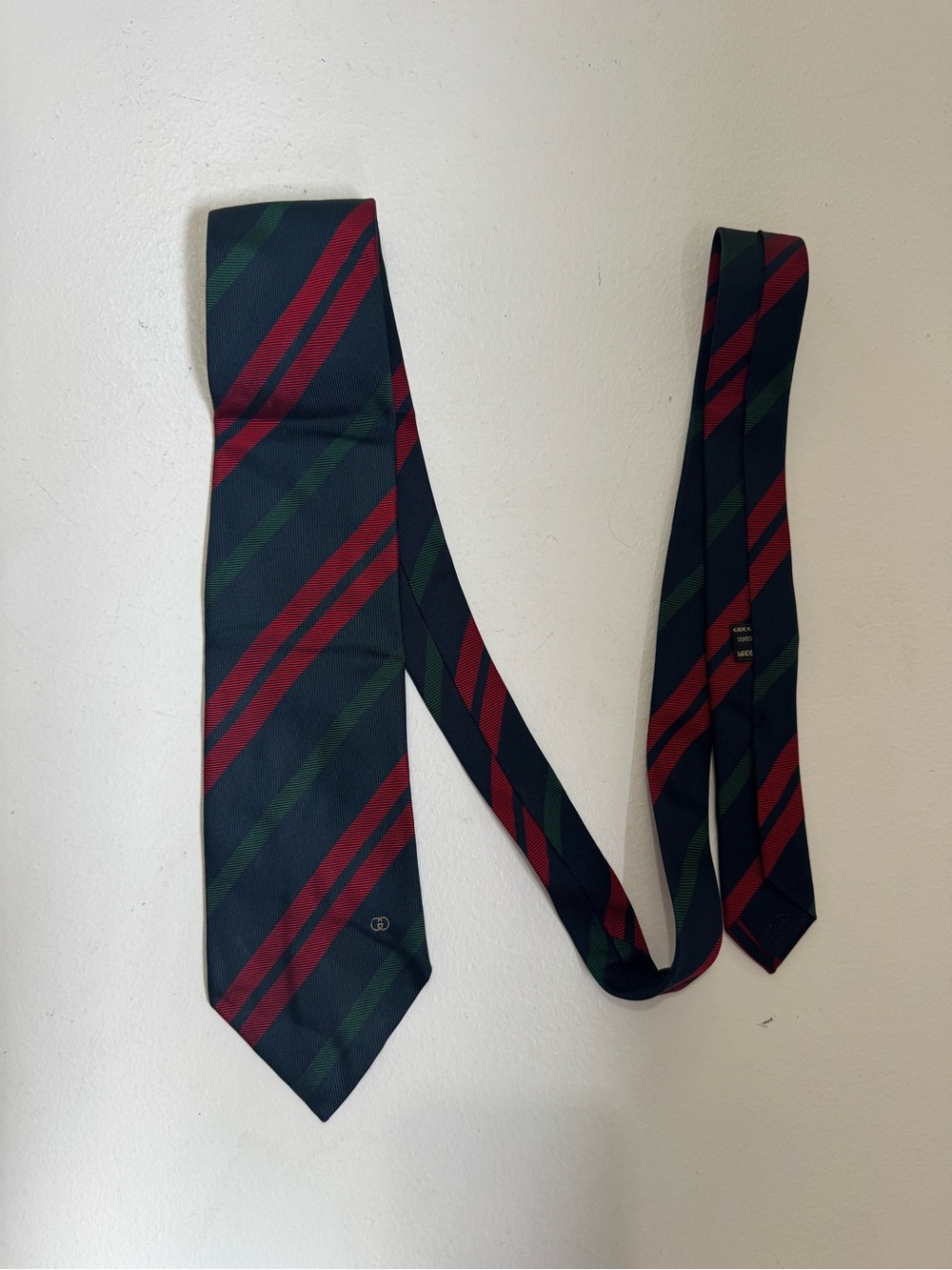 Vintage Gucci Silk Necktie Tie Blue red green Stripe Italy
